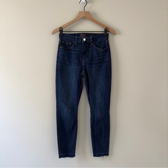 7 For All Mankind Jen7 Ankle Skinny Jeans raw hem dark Wash zip button pockets 4 - Picture 1 of 14